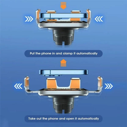 15w Fast Wireless Charger with Infrared Sensor for C10 Car Navigation - Transparent Stand - Blue